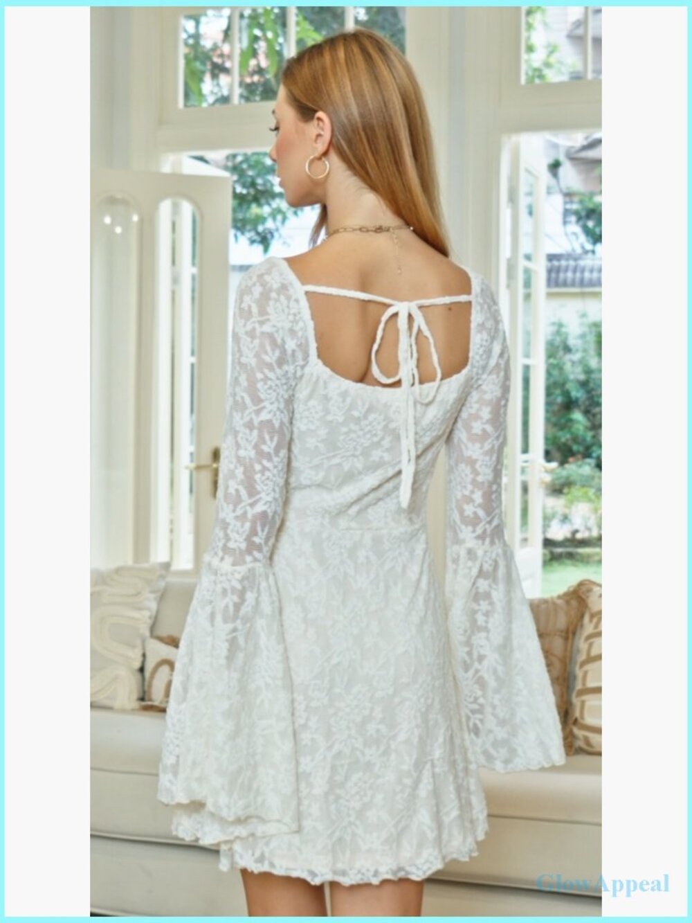 Vintage Gothic Floral Jacquard Mesh Dress Bell Long Sleeve A-Line - Picture 6 of 7